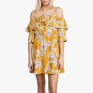 Cupcakes & Cashmere Fonda Ruffle Detail Floral Print Mini Dress Halter Neck XS‎